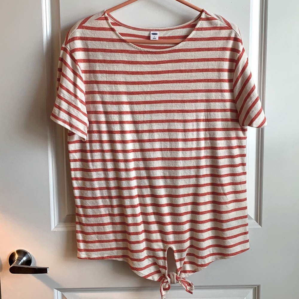 Old Navy Relaxed Tie Front Striped Top